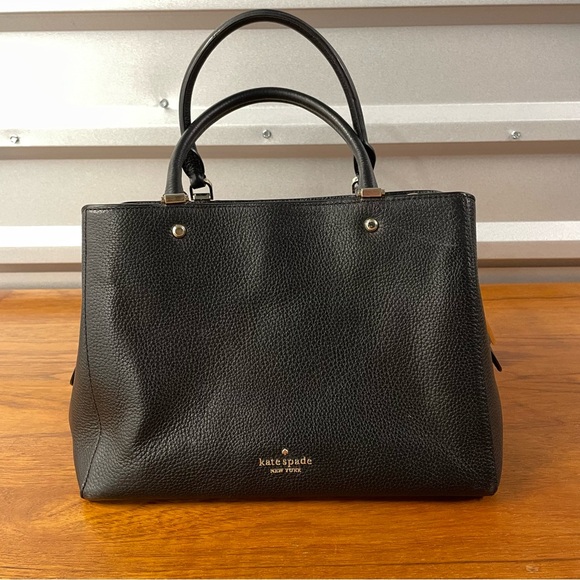 Kate Spade Black Pebbled Leather Handbag Purse V101 - Picture 1 of 10